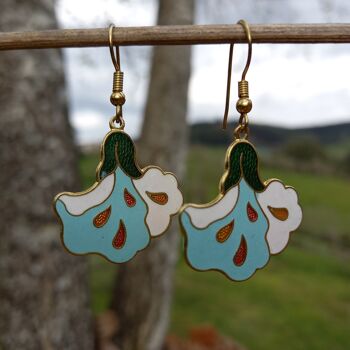 Boucles d'oreilles cloisonne email fleur 3