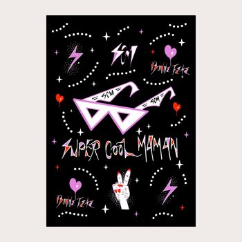 "Super Cool Maman" - French Mother's Day Card. Cool Shades. Mothers' Day Gift 2