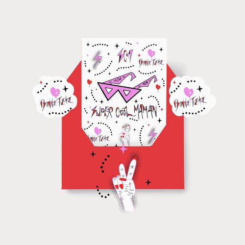 “Super Cool Maman” French Mother’s Day Card. Rock n Roll mother's day card. Mothers' Day Gift