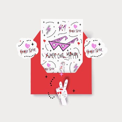 “Super Cool Maman” French Mother’s Day Card. Rock n Roll mother's day card. Mother's Day Gift
