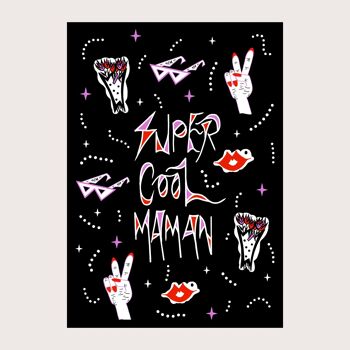 “Super Cool Maman”  FRENCH Mother’s Day Card. Mothers' Day Gift 2