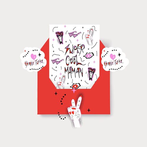 “Super Cool Maman” FRENCH Mother’s Day Card. Mothers' Day Gift