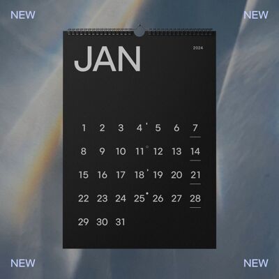 Kalender 2024 | A3 | Barecal Dark | Premium-Minimalist