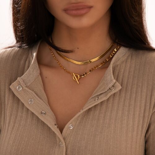 Gold T Bar Chain Necklace (18k Gold Plated Brass)