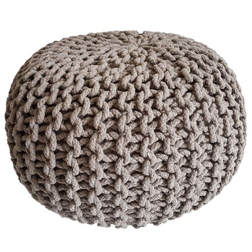 Strickhocker Pouf Ø 45 cm Sitzpouf Sitzpuff Grobstrick-Optik Pouf Strick Bodenkissen Höhe 30 cm