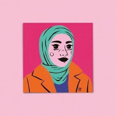 Rabia • portrait of a colorful woman, veiled, sorority, diversity, feminism