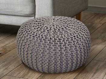 Tabouret en tricot Pouf Ø 45 cm Pouf Pouf Aspect maille grossière Pouf en maille Coussin de sol Hauteur 30 cm 1