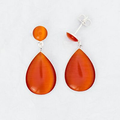 Ear studs, silver plated, orange (383.4.S)