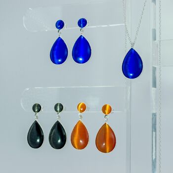 Clous d'oreilles, plaqué argent, orange (383.4.S) 3