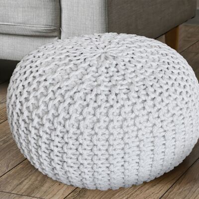 Tabouret en tricot Pouf Ø 45 cm Pouf Pouf Aspect maille grossière Pouf en maille Coussin de sol Hauteur 30 cm