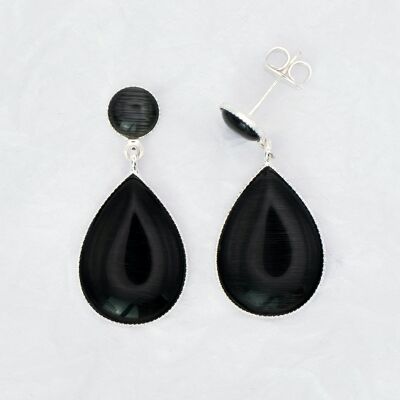 Clous d'oreilles, plaqué argent, noir (383.7.S)