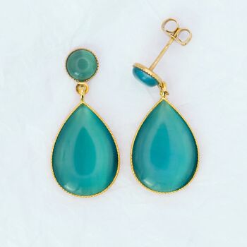 Clous d'oreilles, plaqué or, turquoise (383.3) 1