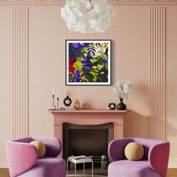 Tirage d'art 'Perroquets au milieu d'hibiscus'  20 x 20 cm 2