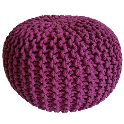 Tabouret en tricot Pouf Ø 45 cm Pouf Pouf Aspect maille grossière Pouf en maille Coussin de sol Hauteur 30 cm