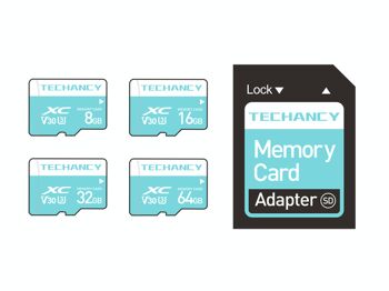 Carte mémoire microSD TECHANCY 16 Go + adaptateur SD jusqu'à 120 Mo/s, 2