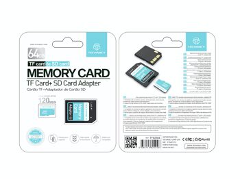 Carte mémoire microSD TECHANCY 64 Go + adaptateur SD jusqu'à 120 Mo/s, 3