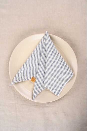 Set de serviettes en lin bleu Viana 1