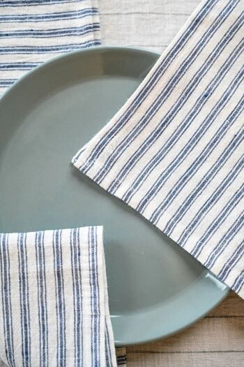 Set de serviettes en lin bleu Viana 4