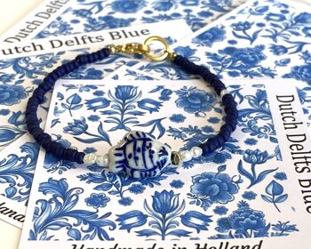 Bracelet Poisson bleu de Delft et perles d'eau douce 3