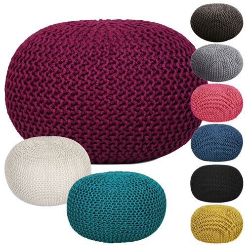 Sitzpouf Pouf Strickhocker Strickpuff Ø 55cm PREMIUM Innen Terrasse Pool Garten nachhaltig