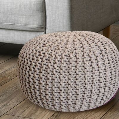 Pouf Ø 55 cm knitted stool pouf pouffe floor cushion sustainable coarse knit look extra high height 3