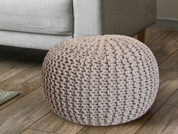 Pouf Ø 55 cm tabouret tricoté pouf pouf coussin de sol aspect tricot grossier durable hauteur extra haute 3 1