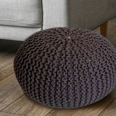 Pouf Ø 55 cm Strickhocker Sitzpouf Sitzpuff Bodenkissen nachhaltig Grobstrick-Optik extrahoch Höhe 3