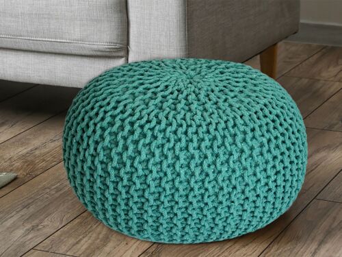 Pouf Ø 55 cm Strickhocker Sitzpouf Sitzpuff Bodenkissen nachhaltig Grobstrick-Optik extrahoch Höhe 3