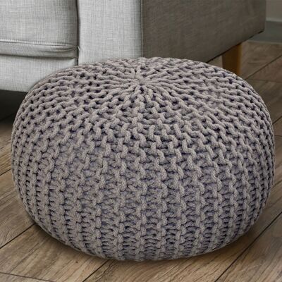 Pouf Ø 55 cm sgabello lavorato a maglia pouf pouf cuscino da pavimento sostenibile aspetto maglia grezza extra alta altezza 3