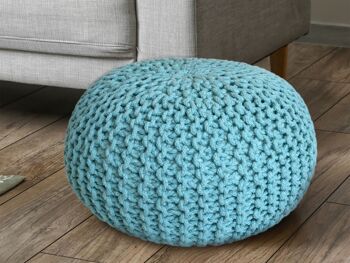 Pouf Ø 55 cm tabouret tricoté pouf pouf coussin de sol aspect tricot grossier durable hauteur extra haute 3 1