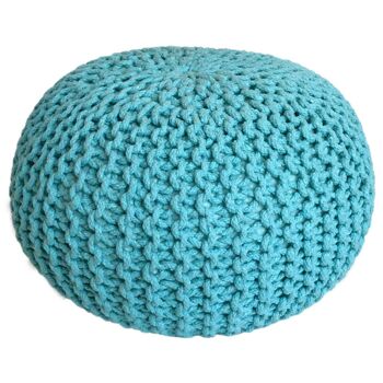 Pouf Ø 55 cm tabouret tricoté pouf pouf coussin de sol aspect tricot grossier durable hauteur extra haute 3 2