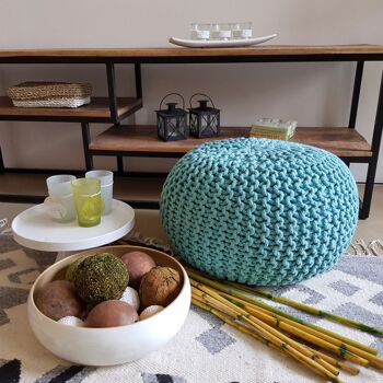 Pouf Ø 55 cm tabouret tricoté pouf pouf coussin de sol aspect tricot grossier durable hauteur extra haute 3 5