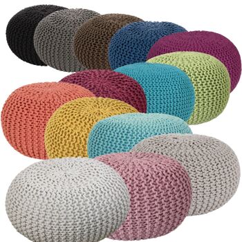 Pouf Ø 55 cm tabouret tricoté pouf pouf coussin de sol aspect tricot grossier durable hauteur extra haute 3 7