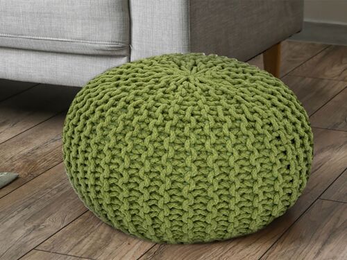 Pouf Ø 55 cm Strickhocker Sitzpouf Sitzpuff Bodenkissen nachhaltig Grobstrick-Optik extrahoch Höhe 3