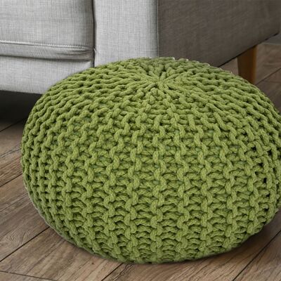 Pouf Ø 55 cm knitted stool pouf pouffe floor cushion sustainable coarse knit look extra high height 3