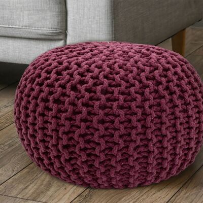 Pouf Ø 55 cm sgabello lavorato a maglia pouf pouf cuscino da pavimento sostenibile aspetto maglia grezza extra alta altezza 3