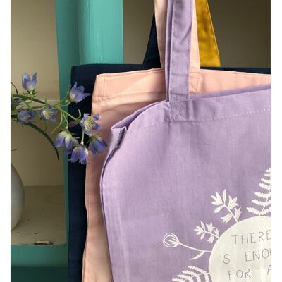 Hand-printed fabric bag with floral motif
