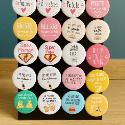 Pack of 65 Made In France bottle opener magnets + its counter display. gifts for the whole family and happy hour