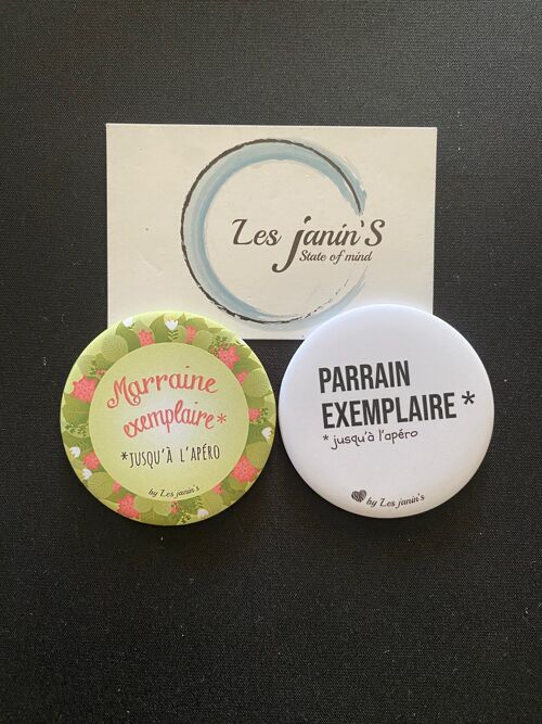 2 Magnets 56mm Marraine/Parrain