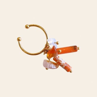 Bague Tabatha, Corail Orange et Agate Rouge