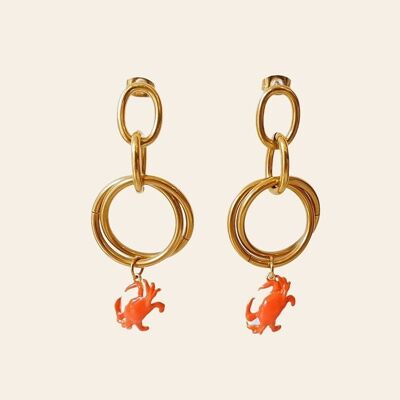 Quintia Earrings, Crab Pendants and Golden Stainless Steel