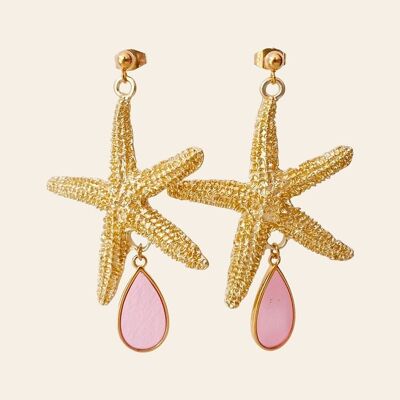 Rachilde Earrings, Starfish and Pink Epoxy Resin