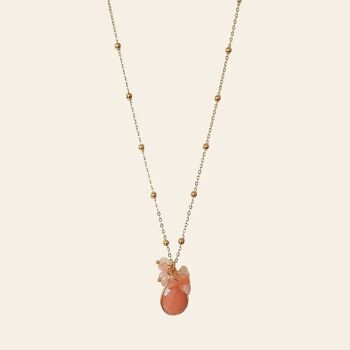 Collier Quentin, Pendentifs Pierres Naturelles Rhodochrosite et Quartz Rose 2