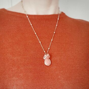 Collier Quentin, Pendentifs Pierres Naturelles Rhodochrosite et Quartz Rose 4