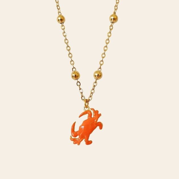 Collier Quintilien, Pendentif Crabe et Acier Inoxydable Doré