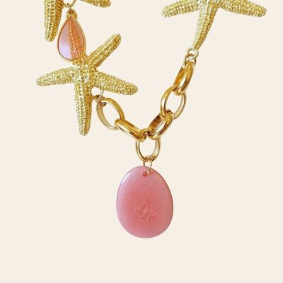 Radbod Necklace, Starfish, Tagua Seed and Pink Epoxy Resin