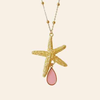 Rafaël Necklace, Starfish Pendant and Pink Epoxy Resin