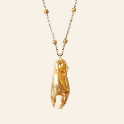 Sadoc Necklace, Crab Claw Pendant and Golden Stainless Steel