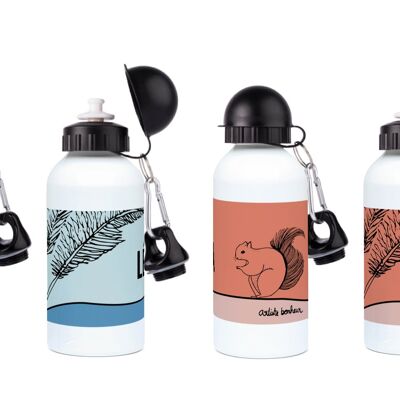 Botella de agua para niños | Ardilla | Botella de aluminio | Botella de agua personalizable | Botella de agua personalizable | botella de agua deportiva