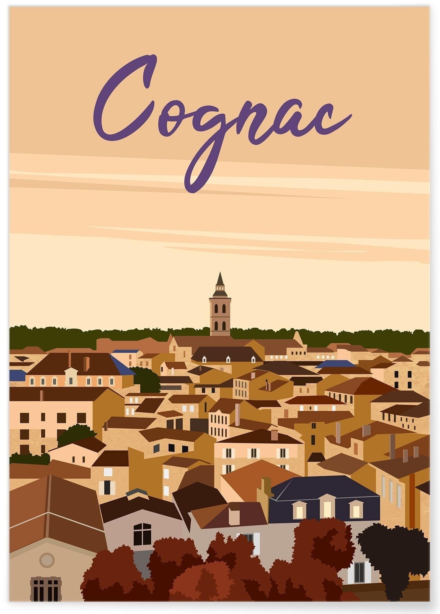 Illustration poster of the city of Cognac